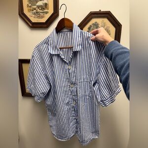 Novila Blue and White Striped button up Italian shirt